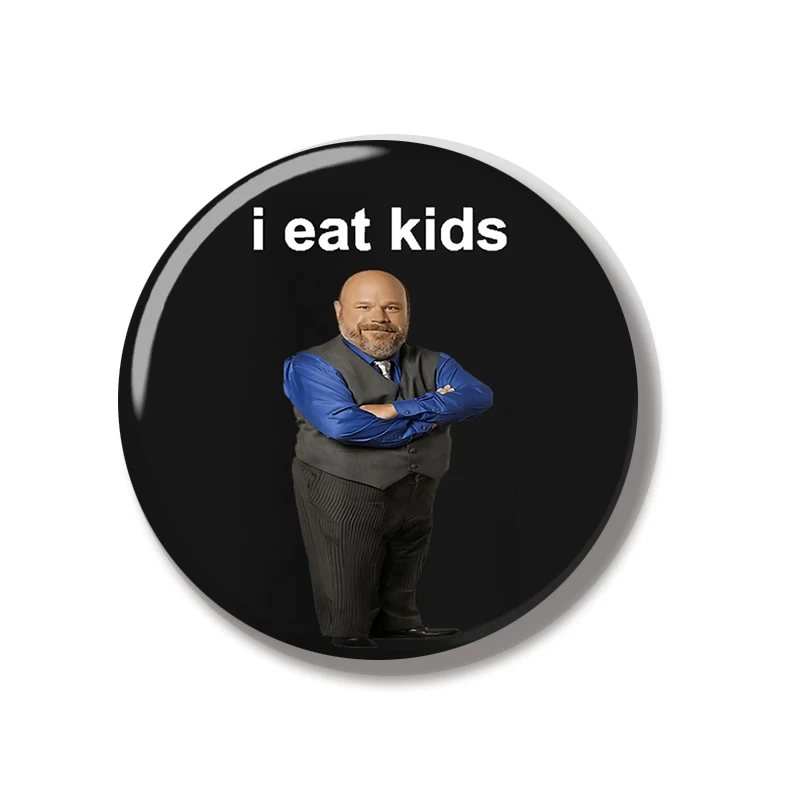 Pin de solapa de 44MM con diseño de meme 'Bertram Winkle I Eat Kids', insignia creativa de joyería tipo botón suave, broche de dibujos animados para decoración de bolsos, mochilas y sombreros