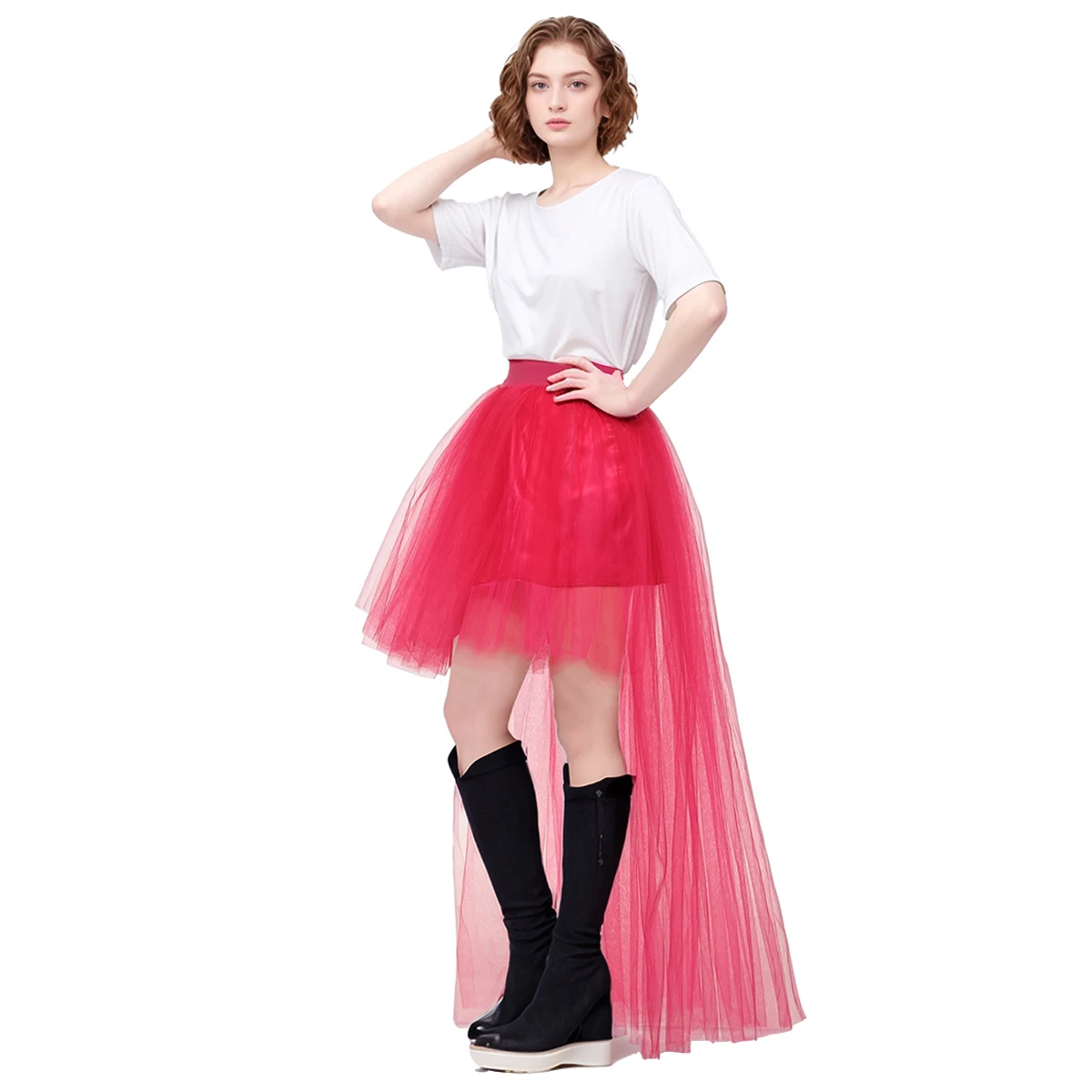 Jupe gothique Punk en Tulle doux, Streetwear Steampunk, maille haute et basse, Costume de carnaval Cosplay Rock pour femmes