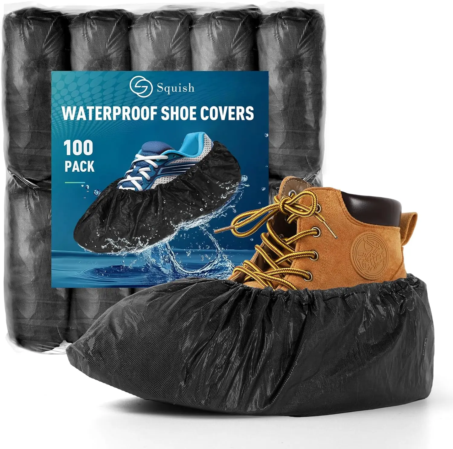 

Disposable Shoe Covers Non-Slip, 100 Pack 6g Thick Booties for Indoor Outdoor Use Fit Size 6-13