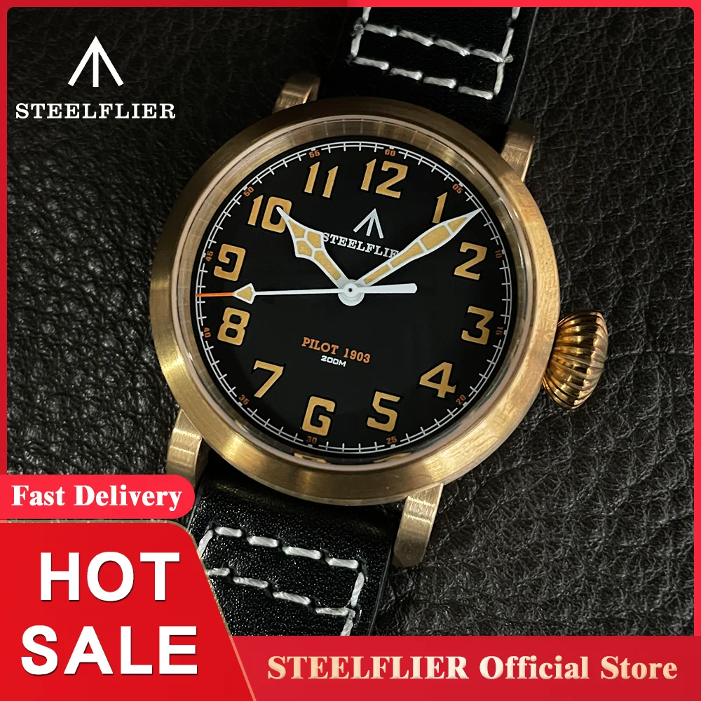 

STEELFLIER Official SF747S Bronze Quartz Watch Sapphire Glass VH31 Movement Swiss Luminous 200M Waterproof Luxury Wristwatch