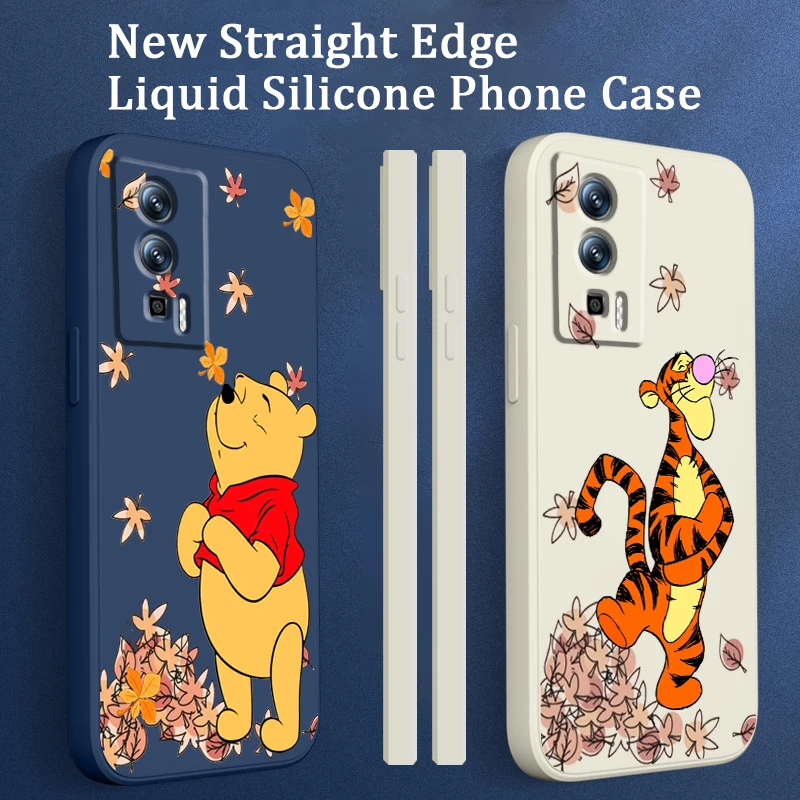 

Cute Winnie Pooh Disney Liquid Left Rope For Xiaomi Redmi 13C 12 12C K60 A1 K50 11 K40 10C 10 9A 9AT 9T 9C 5G Funda Phone Case