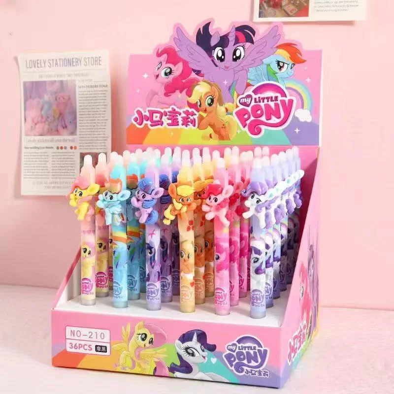 Cartoon Pony Polly 36Pcs Gel Pen 0.5mm Erasable Black  Kapibara Cute Children Writing Tools Student Stationery  Gel Pen  Gifts