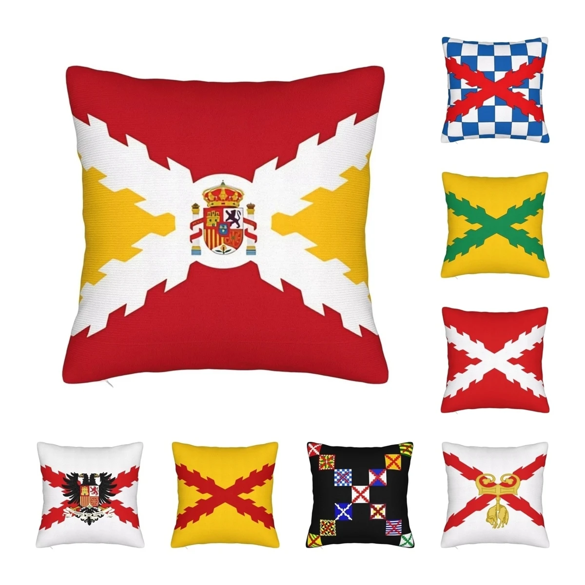 Spain Flag Burgundy cross  Square Pillow Covers Polyester Bed Car  Cushion Case Creative Decor Throw Pillow Case 40*40
