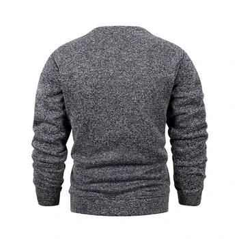 Men's Warm Crew Neck Sweatshirt Fleece Lined Thermal Pullover Autumn Winter Fashion Casual Sweater Loose Knit Long Sleeve Hoodie 6