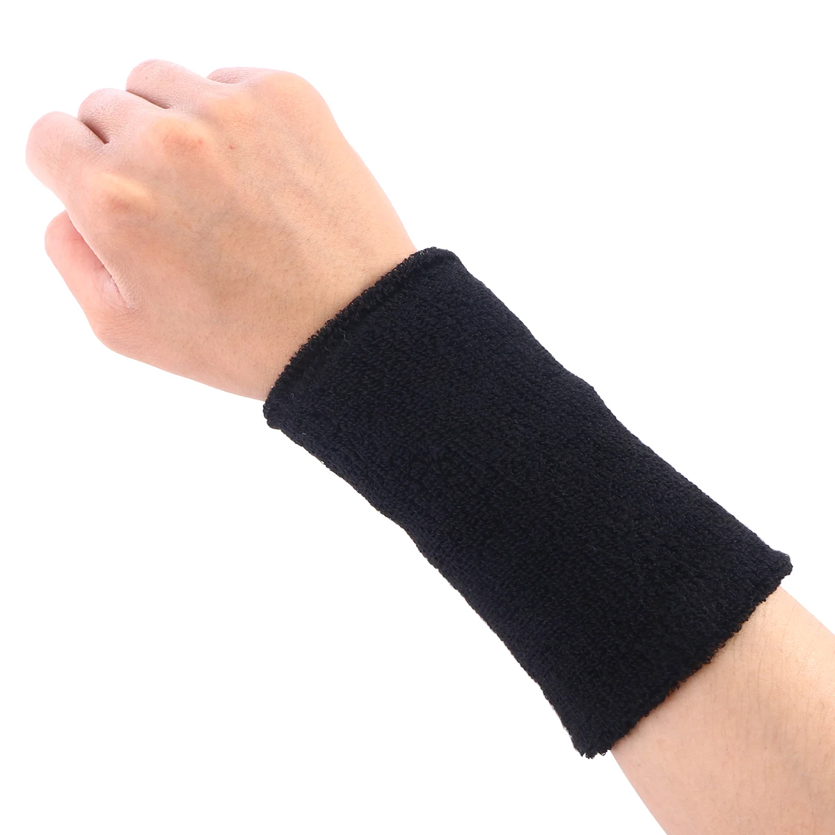 

1pcs Sport Wristband Cotton Latex Sweatband Gym Running Bracer For Basketball Tennis Yoga Workout Black