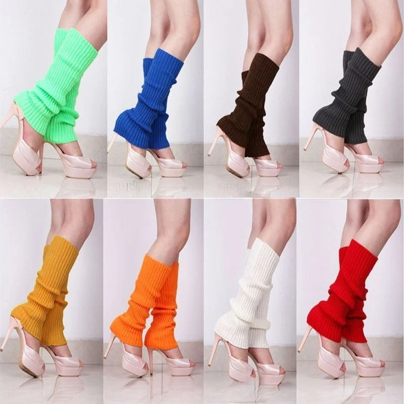 New Women Knitted Leg Warmer Socks Varity Styles Candy-colored Leg Sleeves Durable Warmth Wool Knee-length Socks