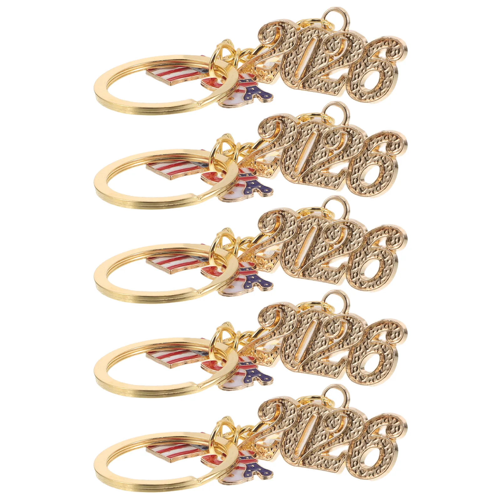 5Pcs Flag Keychains Patriotic Independence Day Party Favors Memorial Day Travel Souvenirs American Flag Metal Key Rings