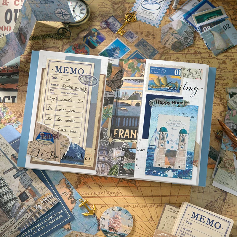 154 Pcs Vintage travel Handbook Gift Boxes School Student Reward Small Gifts Children\'s Gifts Scrapbook Supplies Stationery Set