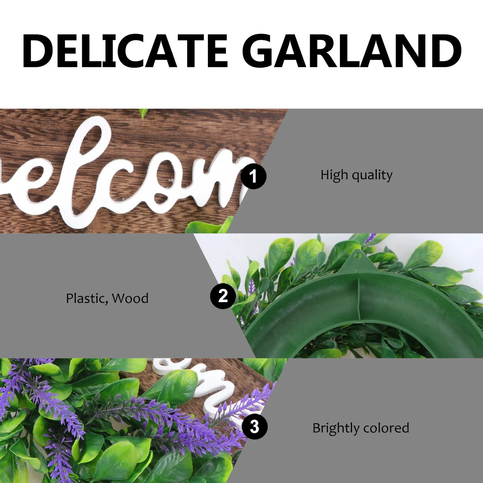 

1Pcs Emulation Lavender Door Wreath Home Hanging Garland Decoration Green Purple Elegant Wall Decor for Party Wedding Christmas