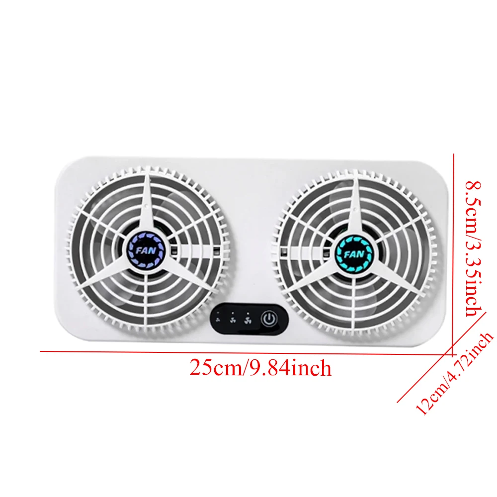 Car Dual-Head Car Exhaust Fan  3 Gear Speeds Adjustable USB Charging Car Cooling Tool  Ventilation Fan For Car Accessories