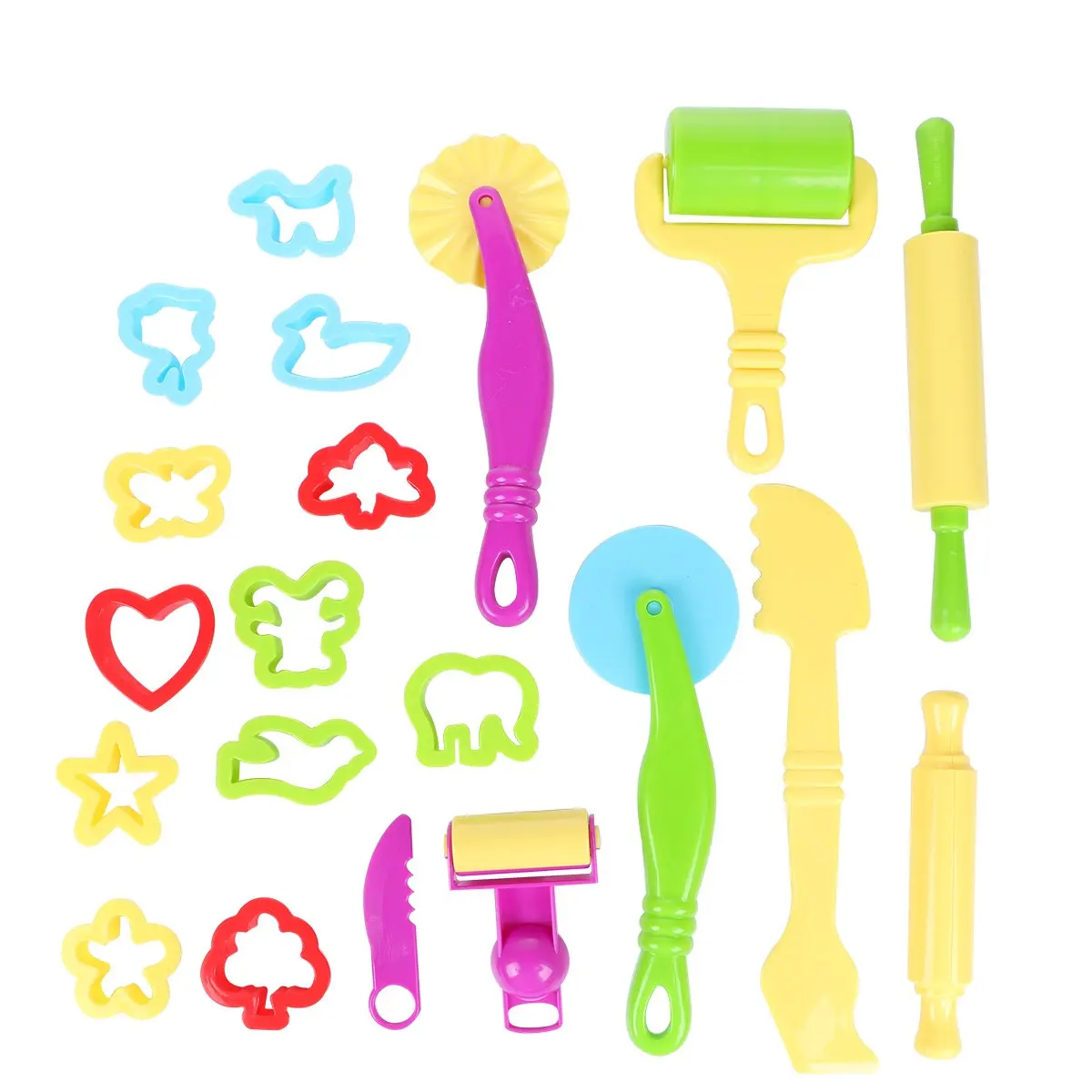 1Set Premium Cartoon Animal Mold Set for Creative Play Fine Workmanship Bright Colors Easy-Grip DIY Plasticine Mold Beach