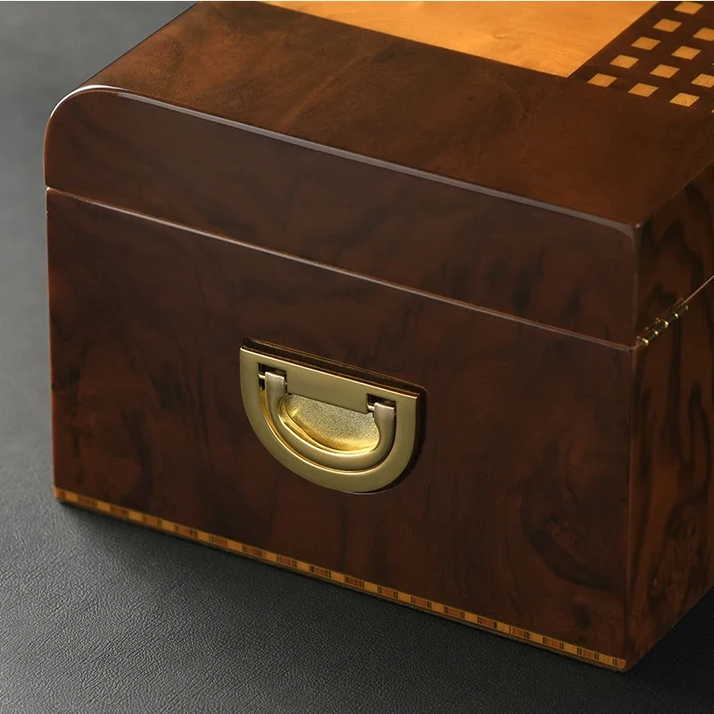 Cigar Box Spanish Cedar Wood Moisturizing Cigar Box Piano Baking Varnish Double Layer Large Capacity