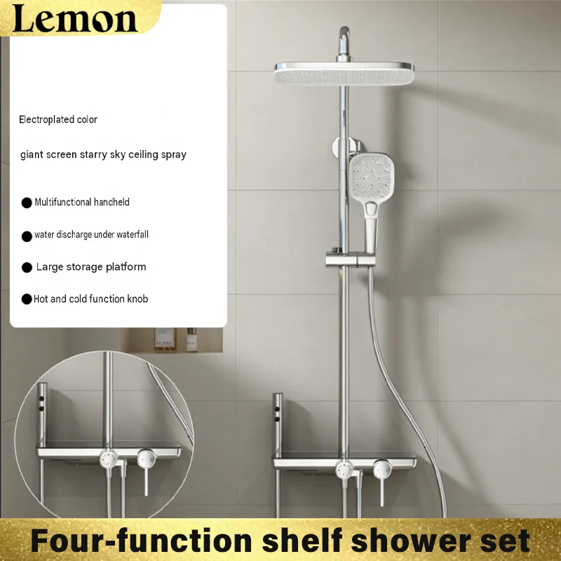 Copper shower head set, bathroom hot and cold faucets, small-sized pressurized showerhead, lifting shower