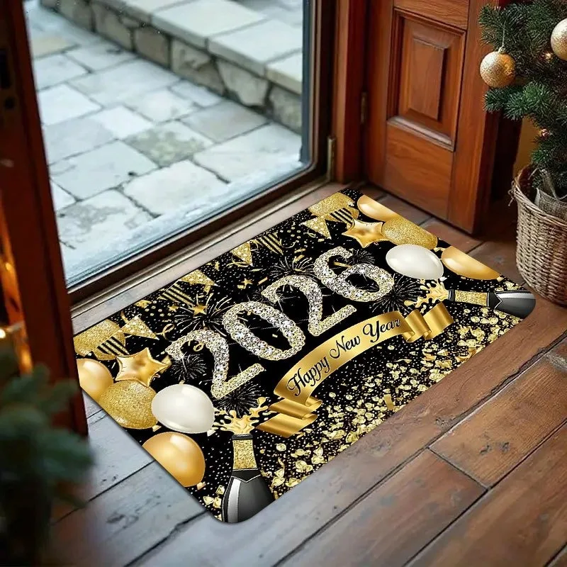 

Glam 2026 New Year Doormat, Anti-Slip Floor Mat, Home Entrance Holiday Decor Gift
