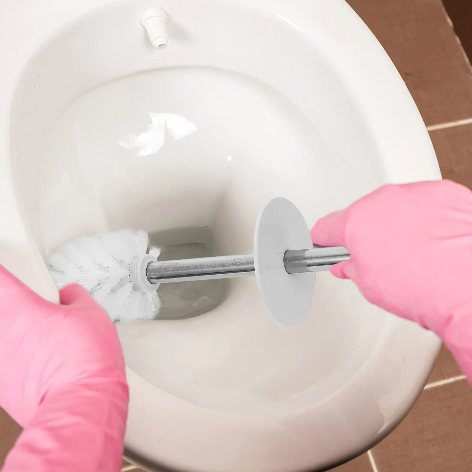 

Набор из 1 предмета: Премиальная пластиковая щетка для унитаза с держателем, нескользящая ручка для удаления стойких загрязнений, для уборки в ванной, отеле, офисе