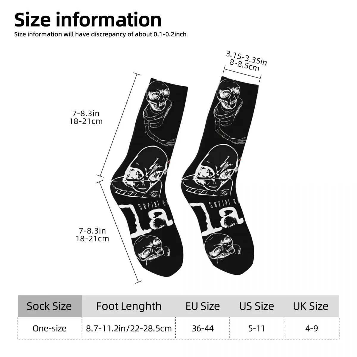 Funny Crazy compression Unbelievable Sock for Men Hip Hop Harajuku Experiments Lain Happy Quality Pattern Printed Boys Crew Sock