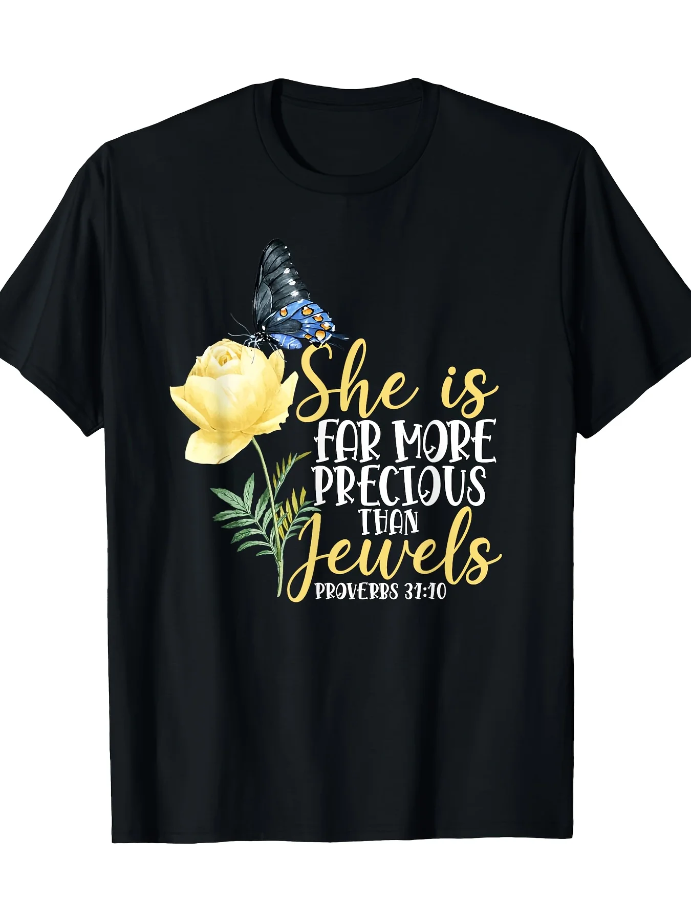 Bible Proverbs Butterfly Rose Scripture Print Christian T-Shirt