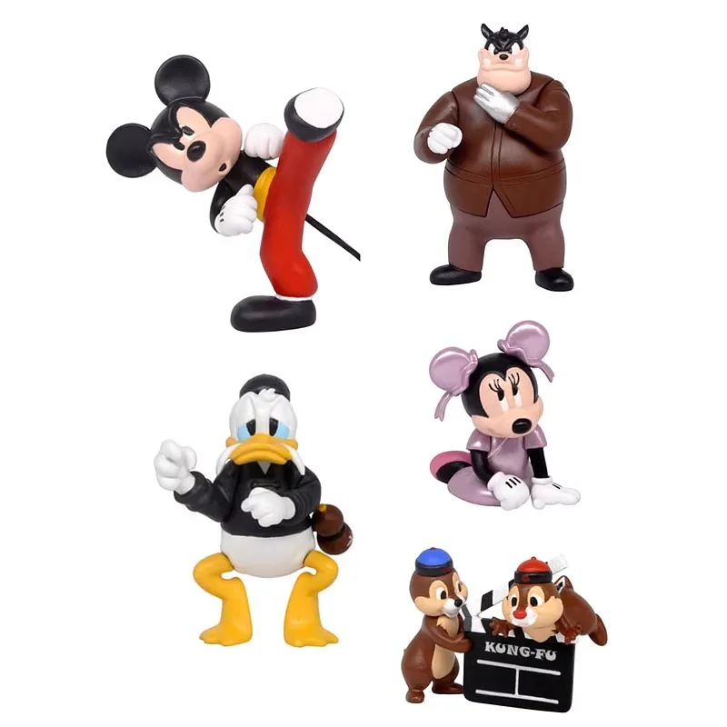 Disney Gashapon cápsula de juguete Mickey Pato Donald Minnie Pete Chip Dale Kung Fu película estilo figuras modelo decoración de escritorio regalos