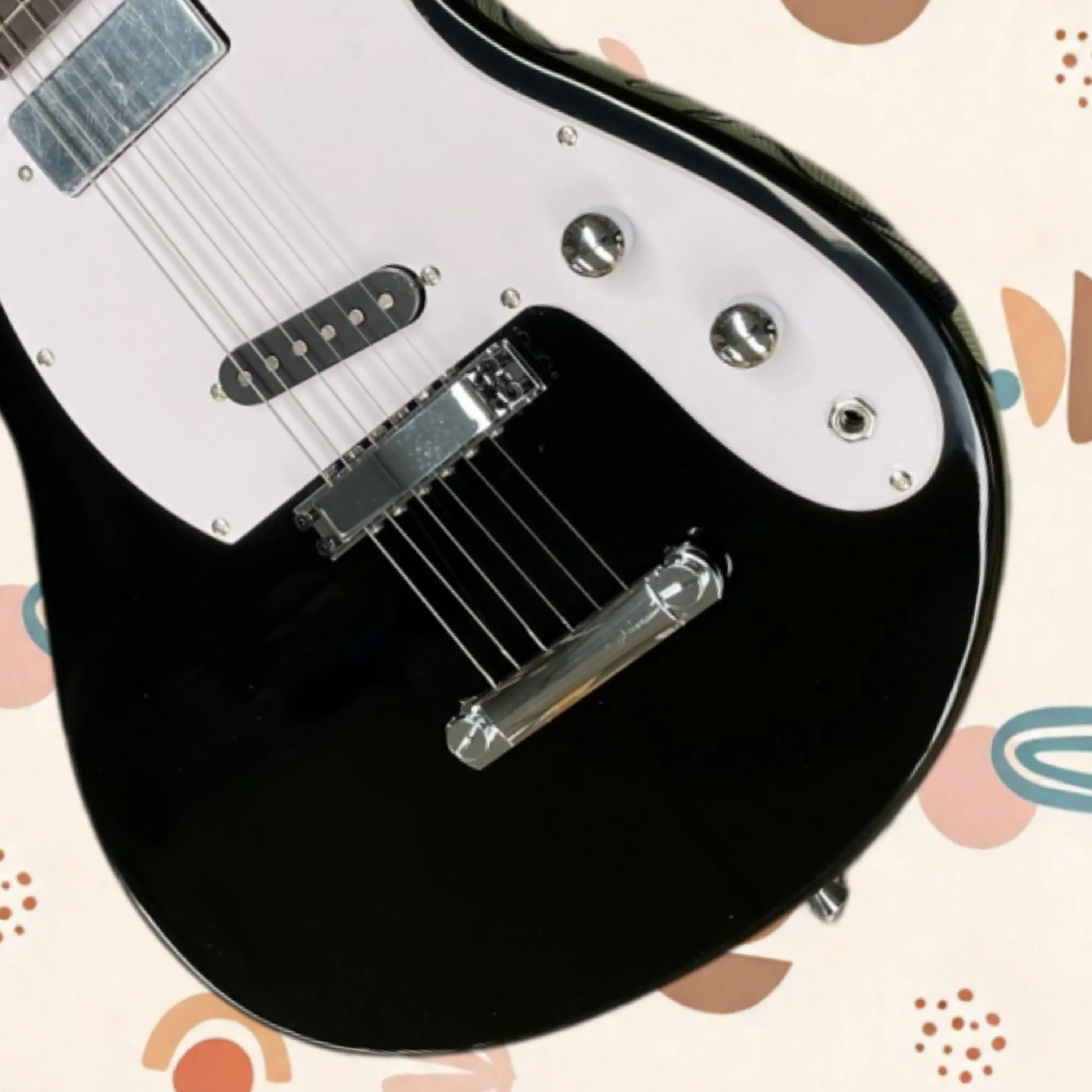 Bright Black Electric Guitar With A 22-Fret Rosewood Fingerboard And White Pickguard Guitars, For Beginner Practice Guitarra