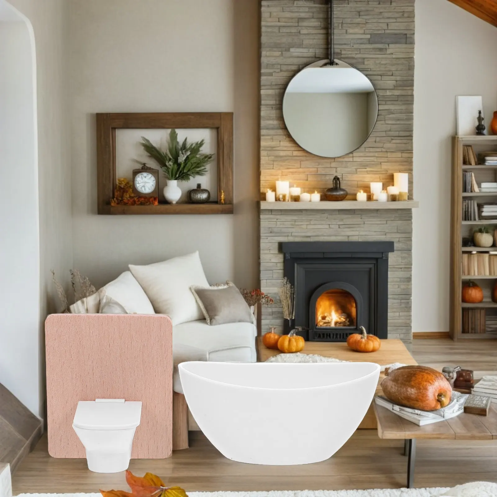 

1Set Detailed Miniature Dollhouse Bathroom Kit Realistic 1:12 Furniture Set Including Tub Toilet Cabinet for Craft Projects and