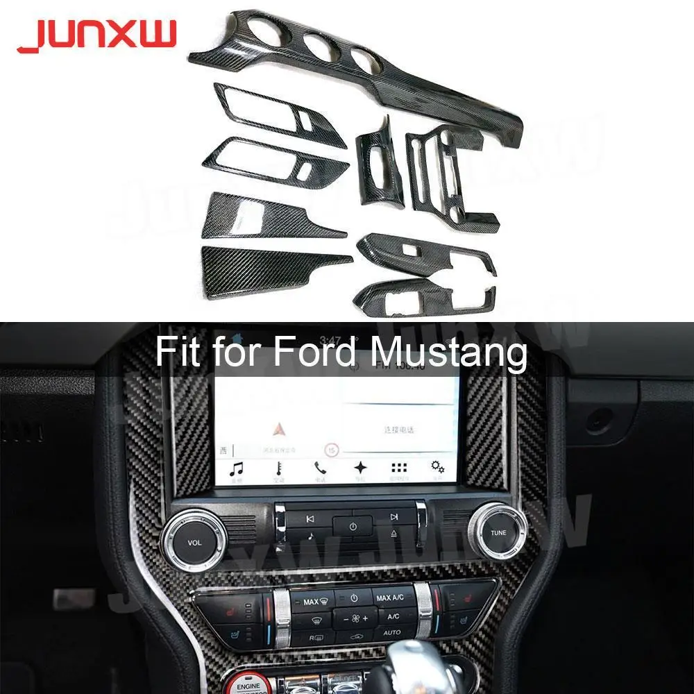 

Real Carbon Fiber Interior Trims Dashboard Meter Bar Cover Mouldings Stickers For Ford Mustang 2015 - 2020 Car Styling