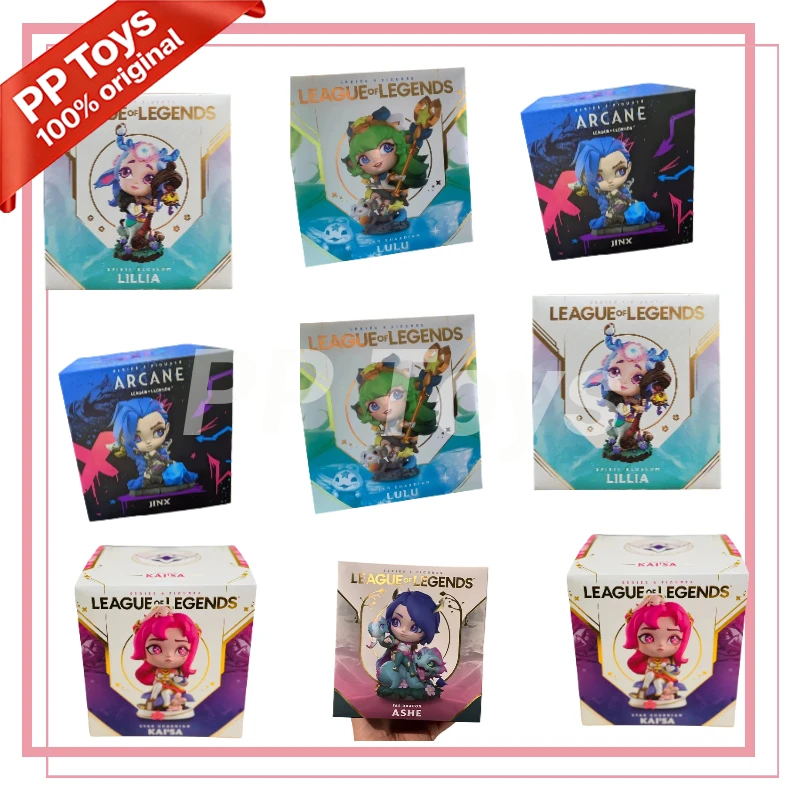 Figuras 100% Originales de League of Legends, Guardianes de las Estrellas, Kaisa, Jinx y Ashe, Adornos de Juego, Versión Q, Regalos