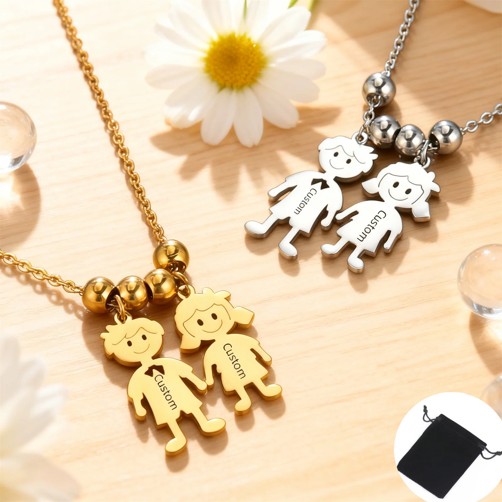 Customized Name Date Couple Necklace Stainless Steel Personalized Carving Surname Friendship Necklace Fashion Family Jewelry
