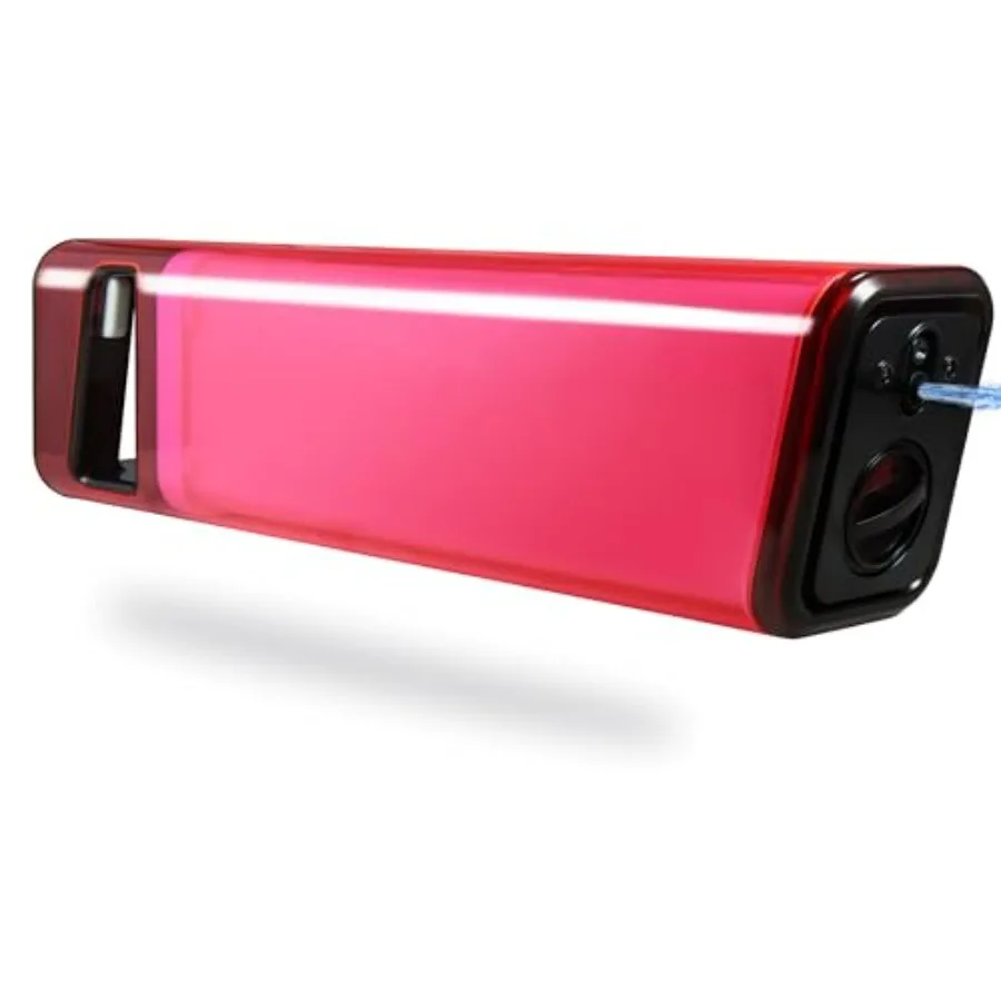 Electric Squirt Gun for outdoor summer use, ABS plastic pink water blaster with RGB light and sound, rechargeable battery, 25 F