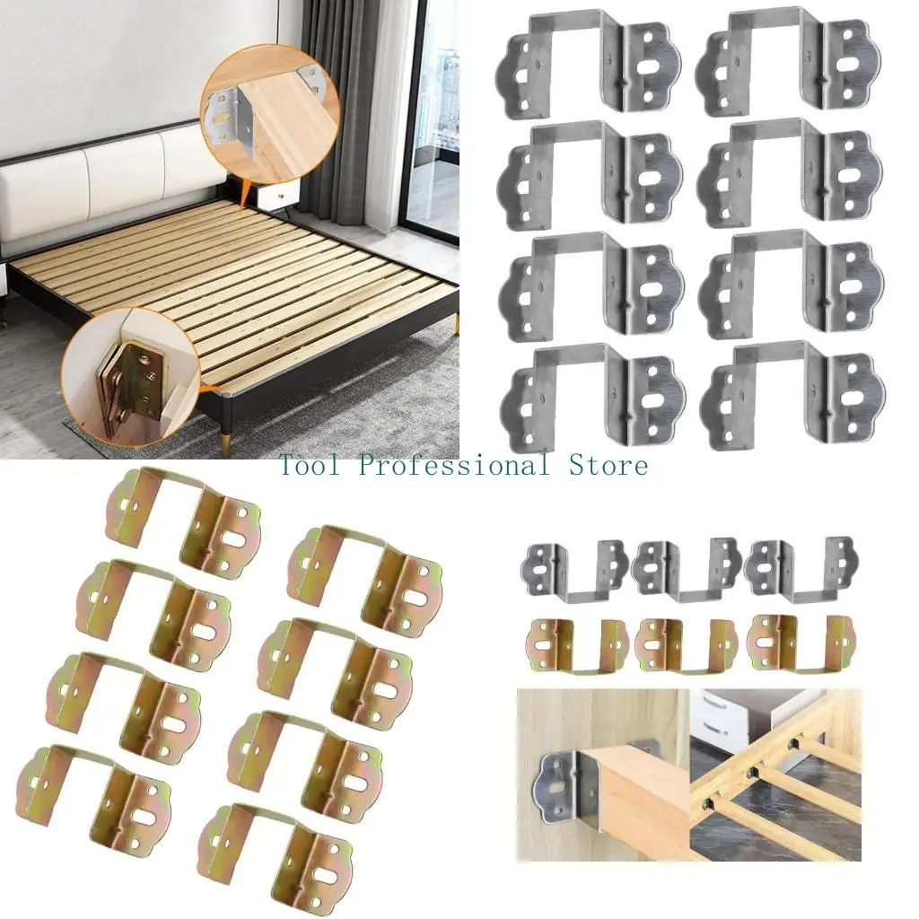 57QF 8pcs Bed Frame Stabilizers Brackets Bed Hinges Bed Frame Holders Simple Installs for Secure & Stable Sleep Environment