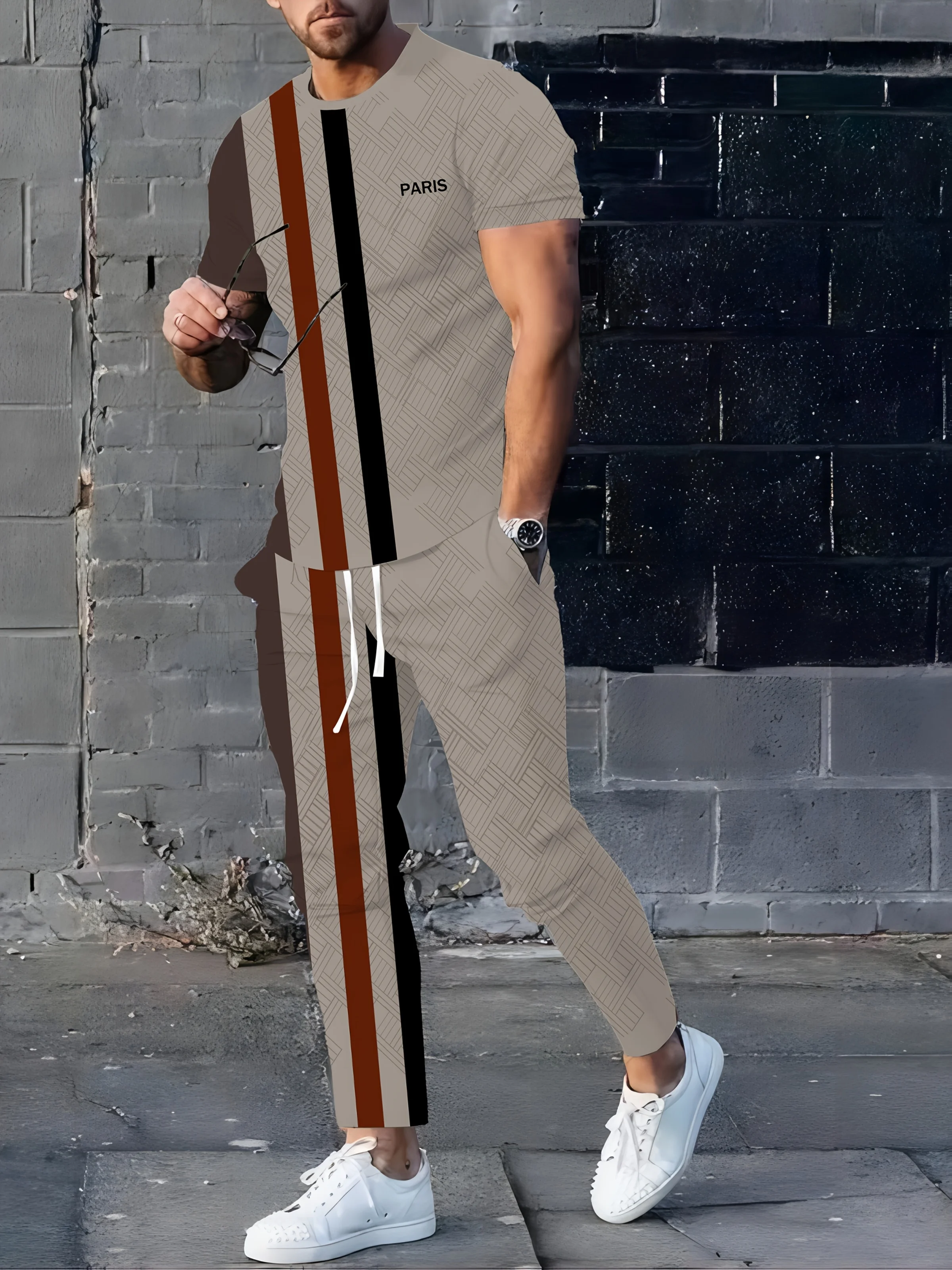 

Summer 2025 new men's set 3D printed comfortable breathable casual and fashionable sportswear