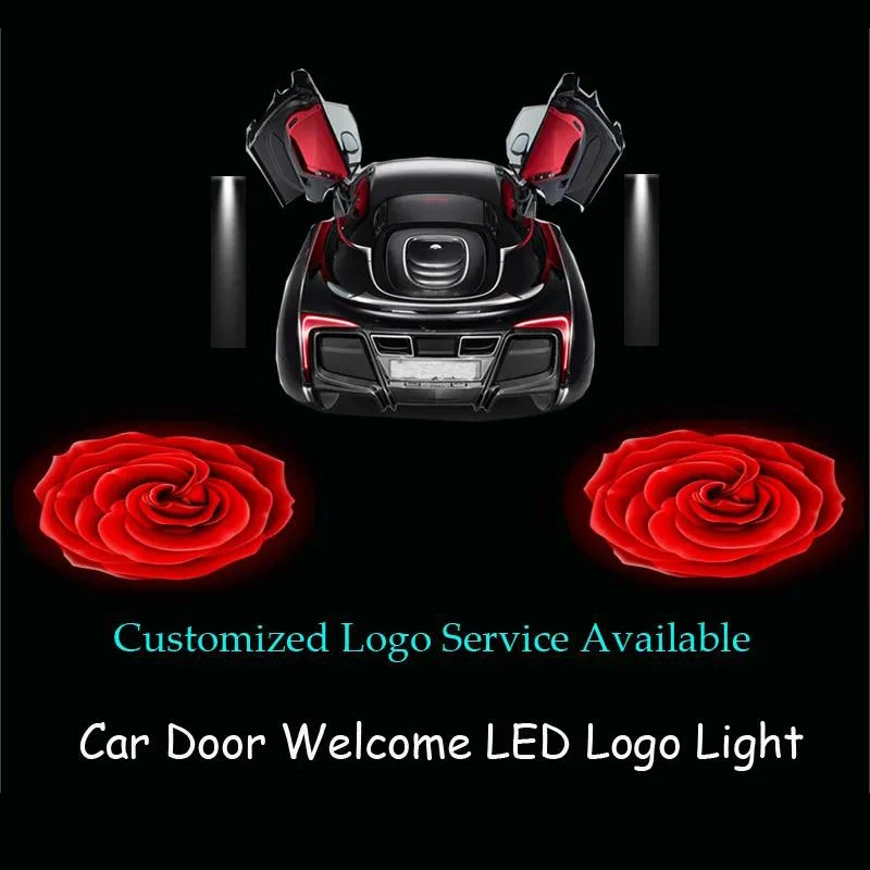 

2 Pieces Wired Red Rose 3D Logo LED Laser Projector Car Door Welcome Light Ghost Shadow Puddle Spotlight