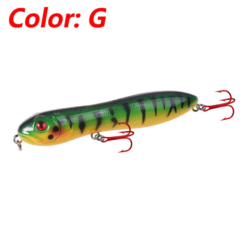 1 Pcs Top water Fishing Lure 10cm 15g Snake Head Pencil Wobblers Tackle With Red Treble Hooks Artificial Bait Bass Crankbaits