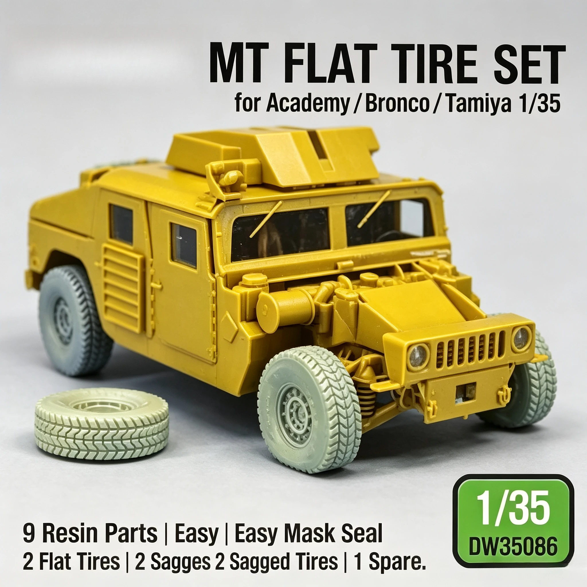 1/35  MT Flat Tire Set Resin Upgrade Parts for Academy Bronco Tamiya DW35086 Military Vehicle Model Accessory