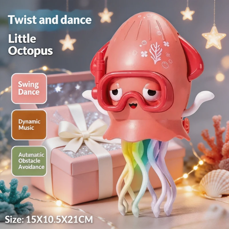 Spooky Dancing Octopus Toy Electric Sensing Automatic Obstacle Avoidance Jellyfish Octopus Interactive Novelty Desktop Toy