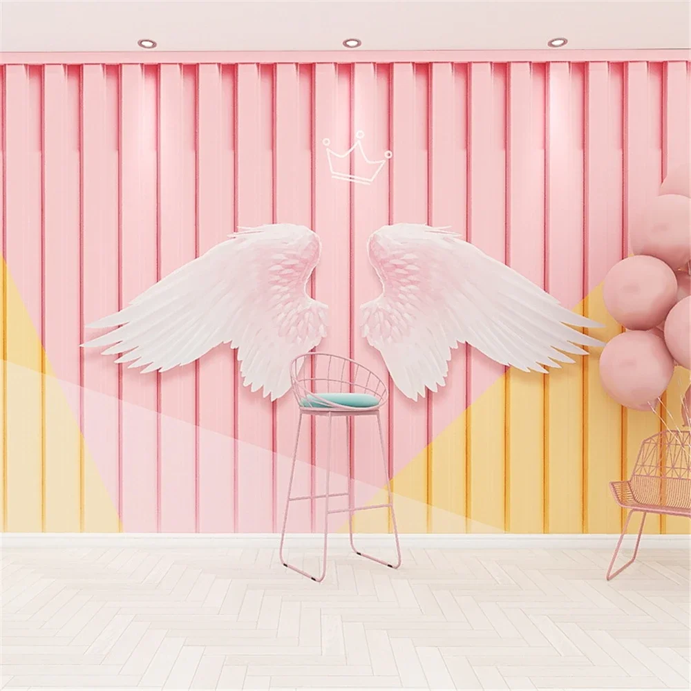 Custom Pink wing studio wallpapers for living room decoration yoga Dance studio gym background mural wallpaper house decoration