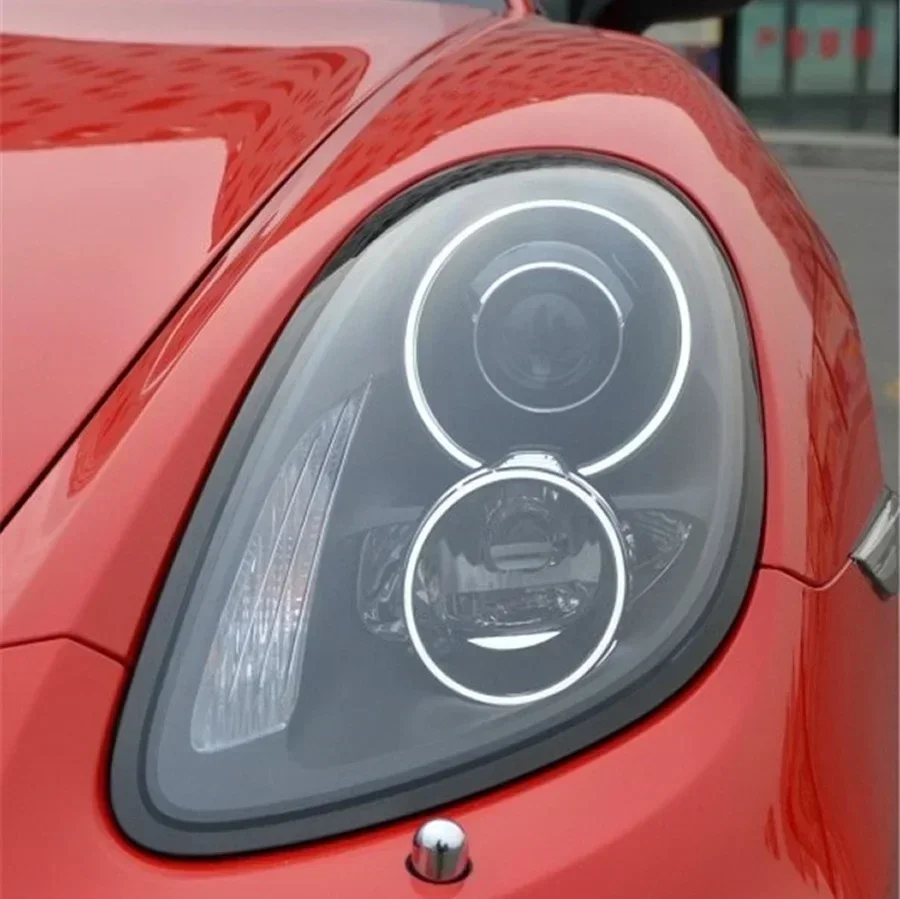For Porsche Cayman Boxster 981 Headlight Transparent Lampshade Headlamp Cover Shell Headlights Lens Plexiglass Silver Grey Edge