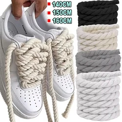 120-160CM Thick Cotton Line Weaving Twisted Rope Bold Shoelaces Women Men for DIY Sneakers Low-top Canvas Shoe Laces Strings