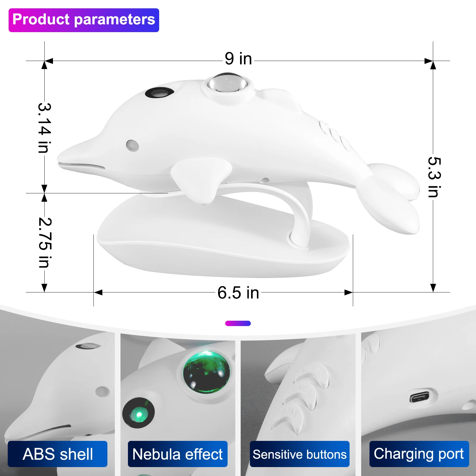 2024 cross-border new creative dolphin sky projection lamp star projection atmosphere lamp night light birthday gift