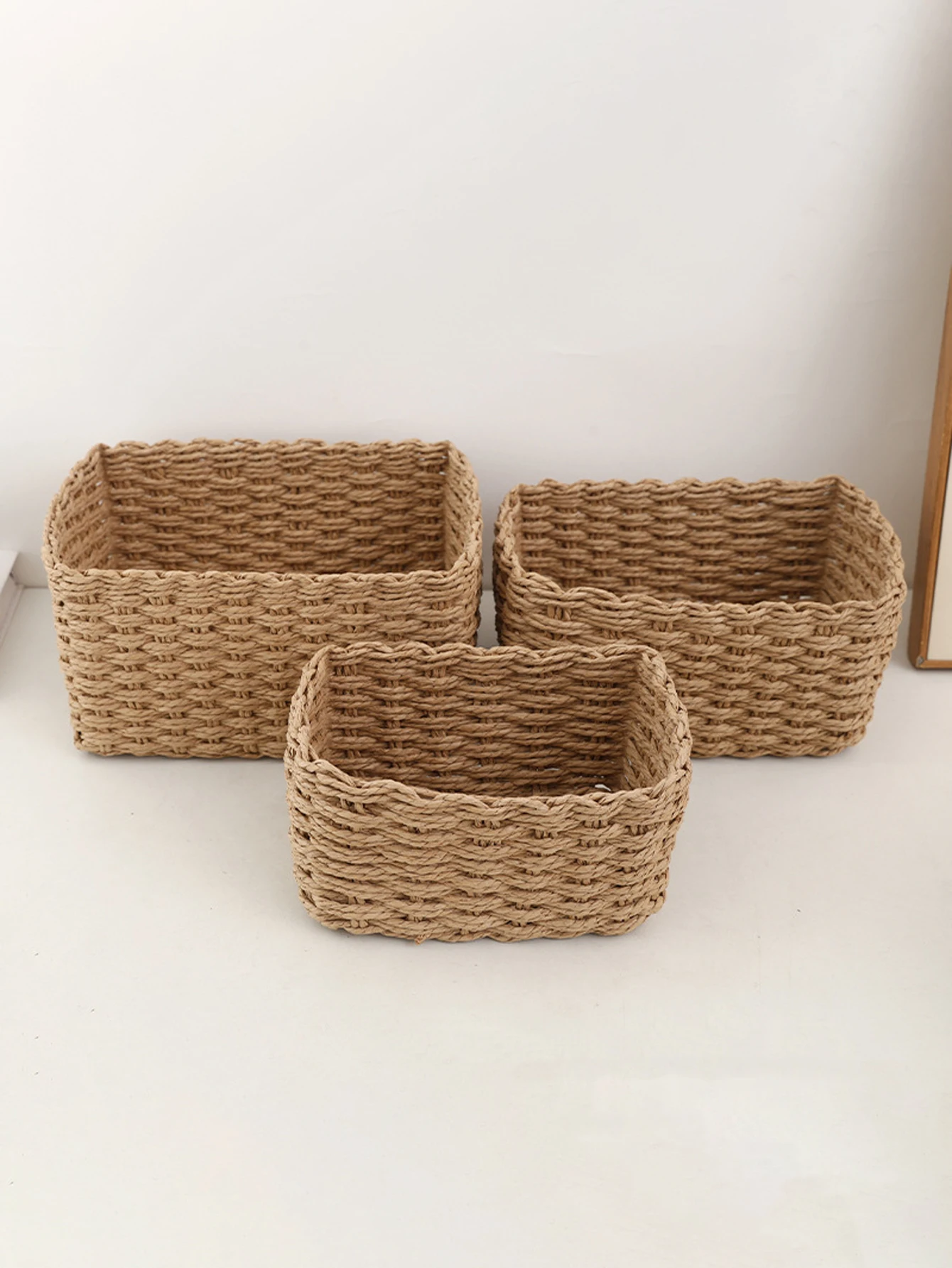 Handgewebter Aufbewahrungskorb – Organizer für Zuhause und Schreibtisch für verschiedene Gegenstände, Kosmetik, Wohnzimmerkleidung, Spielzeug und mehr – Detail 3