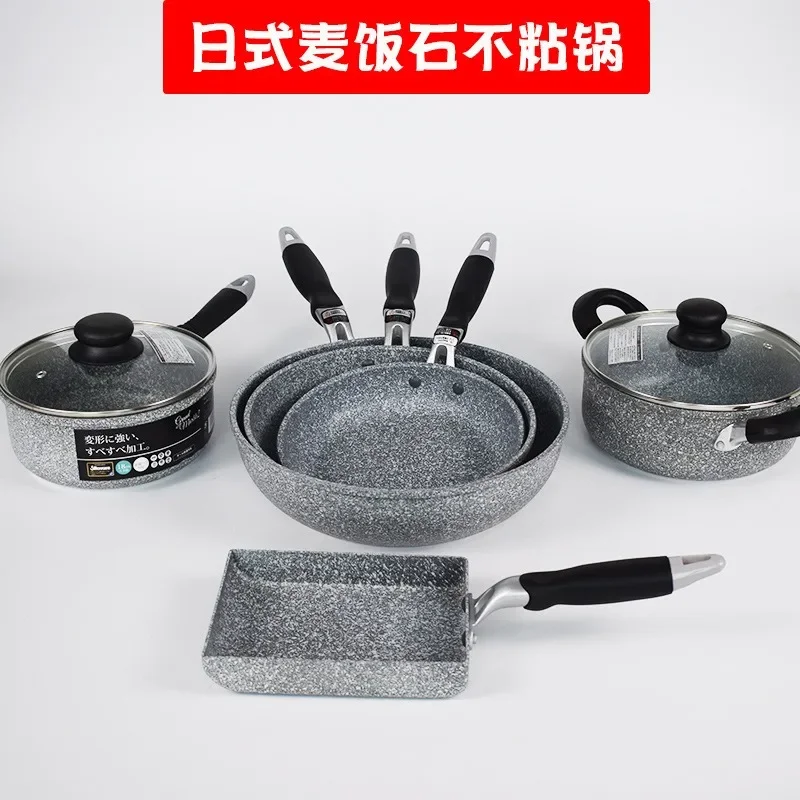 Durable Stone Frying Pan28/26/24/20cm Wok Non-stick Pan Skillet Cauldron Induction Cooker Pans Pancake Egg Gas Stove Home