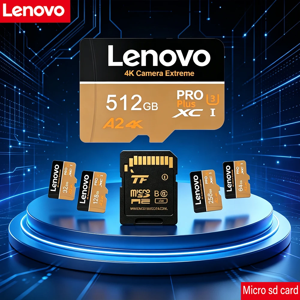 Lenovo SD Memory Card 512GB 256GB 128GB Small Capacity SD Card TF Flash Drive Class 10 Memory Cards for Phone Storage Device