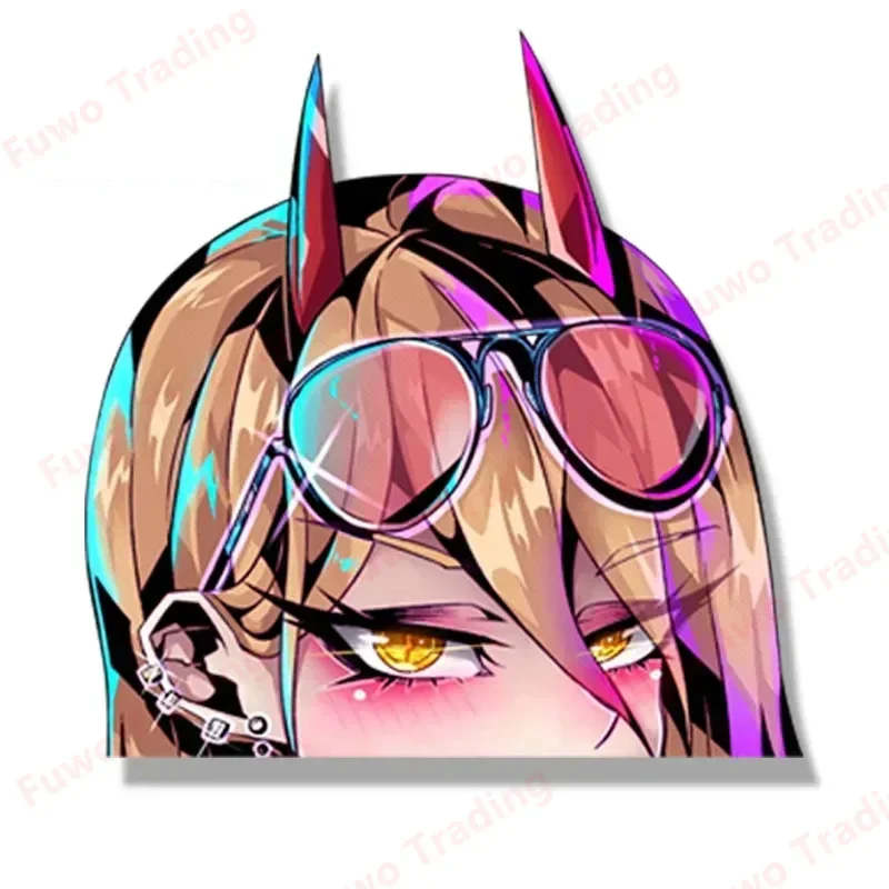 Hot selling Bikini Power Car Sticker Anime Chainsaw Man Fanart Waifu Decal Window Trunk Decor Cartoon Peek Girl Sticker