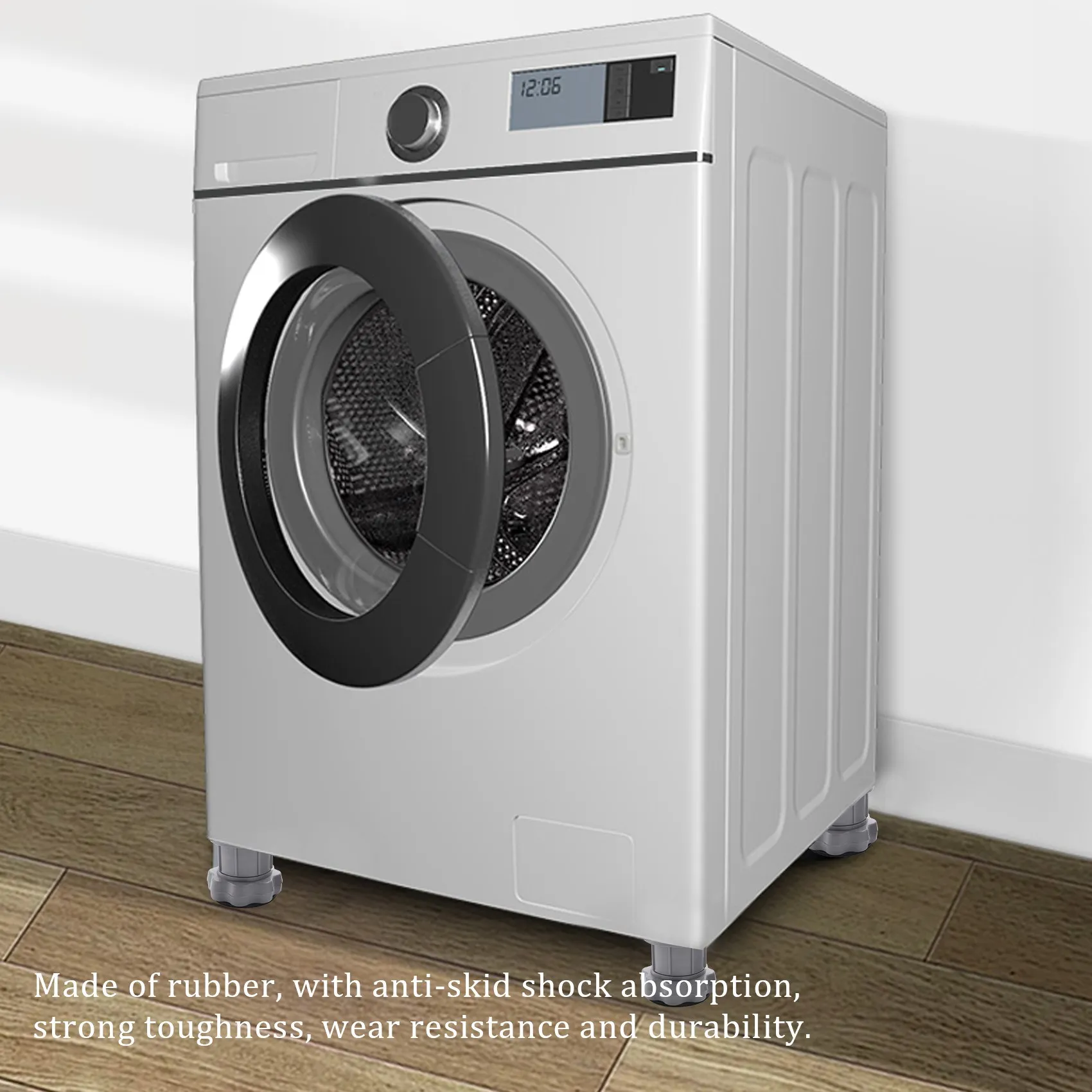 4PC Adjustable Heighten Washing Machine Anti Vibration Pad Shock Non Slip Feet Mat Fridge Floor Furniture Protector-AT36