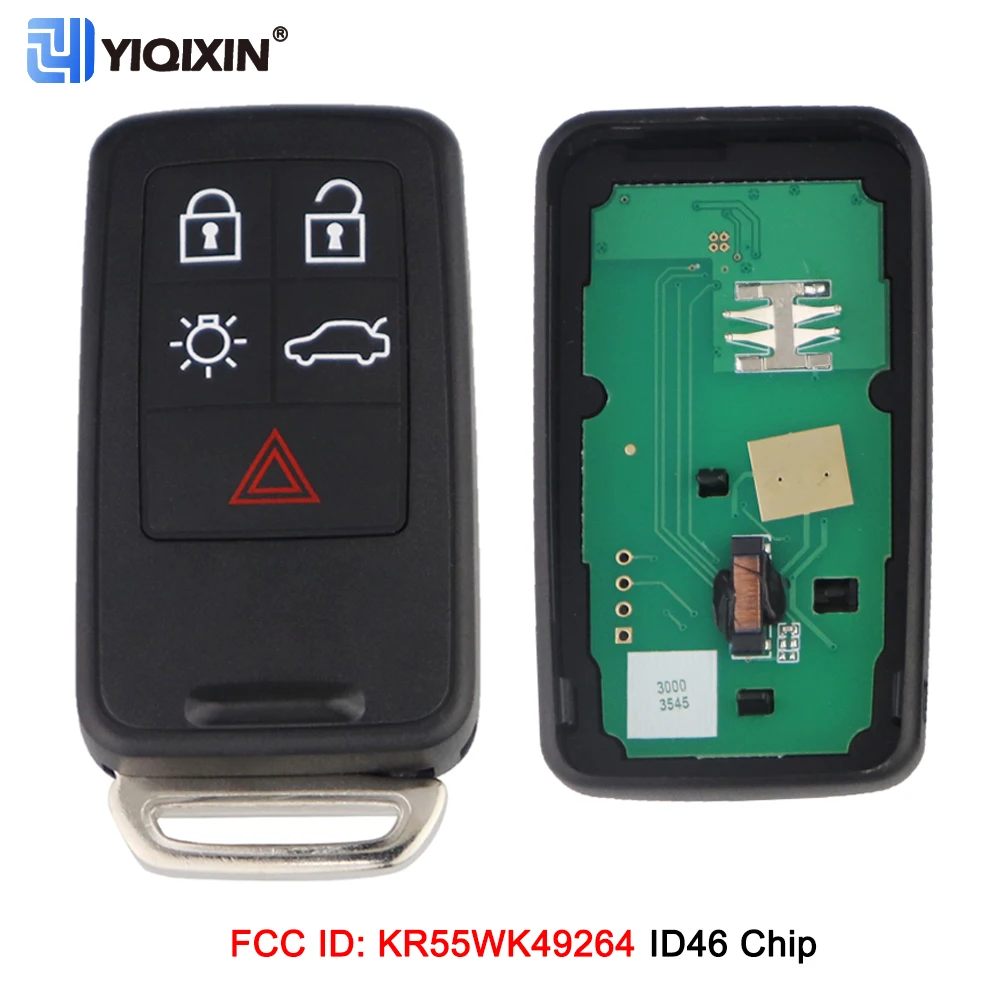 

ID46 Chip Remote Car Key For Volvo S60 S60L S80 XC60 XC70 V40 V60 S90 Cross Country Smart Card 5 Button 433Mhz KR55WK49264 Blade