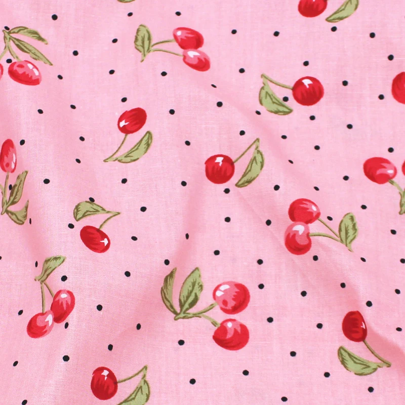 140x50cm Pink Cotton Printed Fabric Pastoral Style Floral Children\'s Dress Shirt Clothing  Plain  Cloth