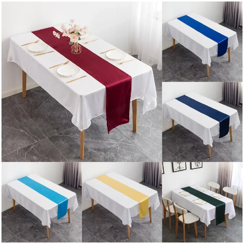 

Satin Table Runner Wedding Decoration For Modern Birthday Party Hotel Show Banquet Luxury Design Nice Pattern Wholesale