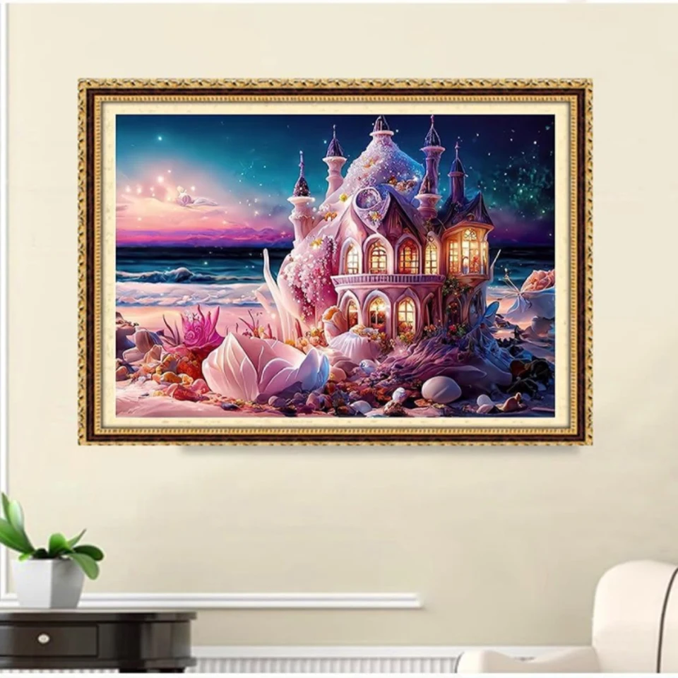 

Newly 5DDIY Diamond Painting Dream House Cross Embroidered Seaside Landscape Painting Embroidered Wall Decoration in 2024