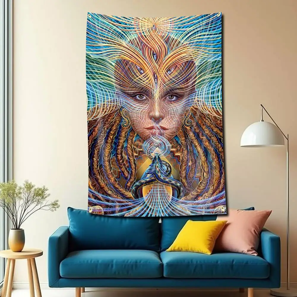 A-Amanda S-Sage Visionary Woman Art Flag Tapestry Banner for Bedroom Living Room Outdoor Camping