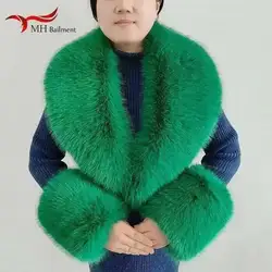 Female Faux Fur Shawl Winter Warm Fashion Luxury Men Coat Fur Collar And Cuff Set Natural Neck Warmer Wrap Scarves For Ladies