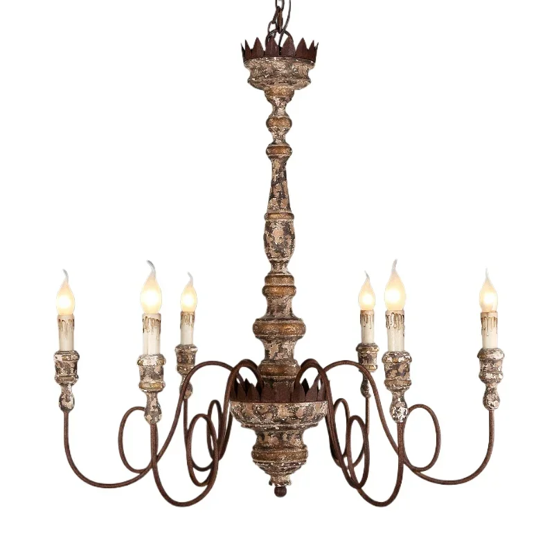 

Creative American country French retro old wood chandelier, living room dining room bedroom clothing store